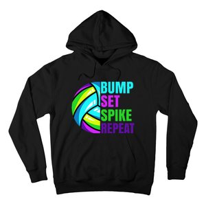 Volleyball Bump Set Spike Repeat Blue Purple Teen Hoodie