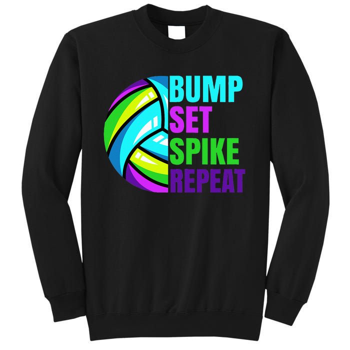 Volleyball Bump Set Spike Repeat Blue Purple Teen Sweatshirt