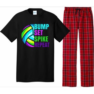 Volleyball Bump Set Spike Repeat Blue Purple Teen Pajama Set