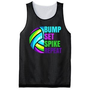 Volleyball Bump Set Spike Repeat Blue Purple Teen Mesh Reversible Basketball Jersey Tank