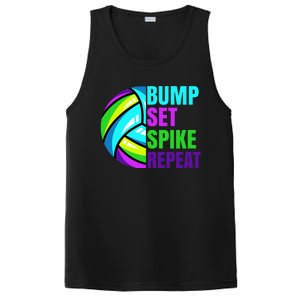 Volleyball Bump Set Spike Repeat Blue Purple Teen PosiCharge Competitor Tank