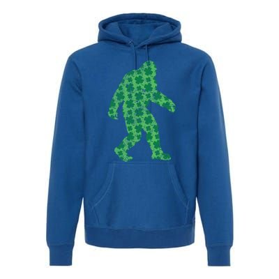 Vintage Bigfoot St Patrick's Day 4 Leaf Clover Sasquatch Cool Gift Premium Hoodie