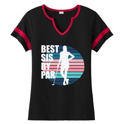 Vintage Best sis by par Funny golf birthday Ladies Halftime Notch Neck Tee