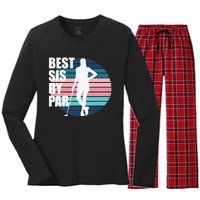 Vintage Best sis by par Funny golf birthday Women's Long Sleeve Flannel Pajama Set 