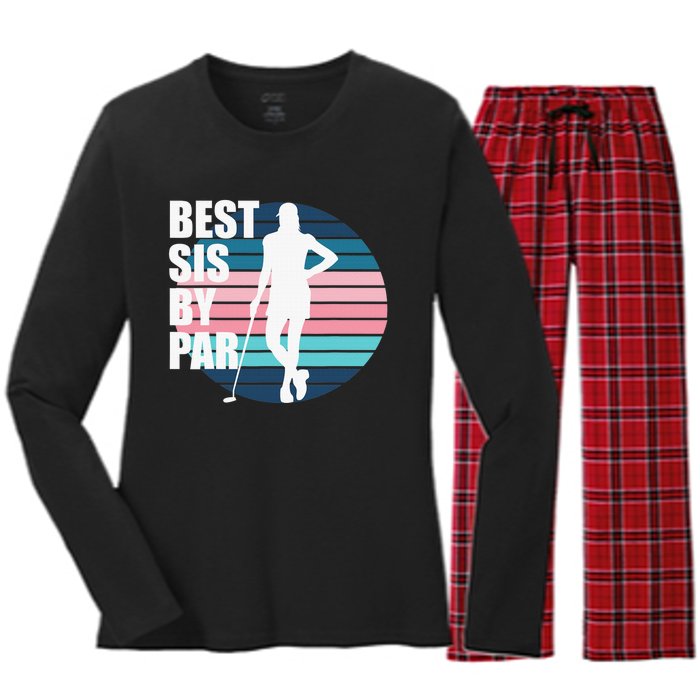 Vintage Best sis by par Funny golf birthday Women's Long Sleeve Flannel Pajama Set 