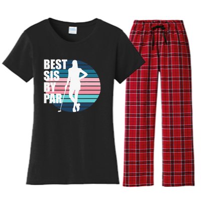 Vintage Best sis by par Funny golf birthday Women's Flannel Pajama Set