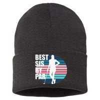 Vintage Best sis by par Funny golf birthday Sustainable Knit Beanie