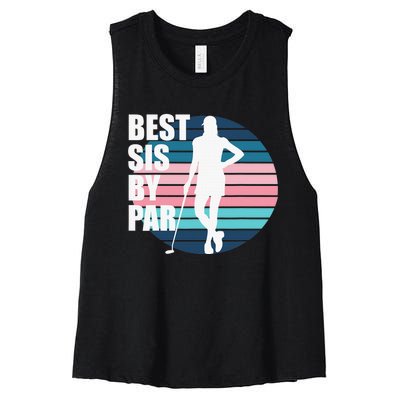 Vintage Best sis by par Funny golf birthday Women's Racerback Cropped Tank