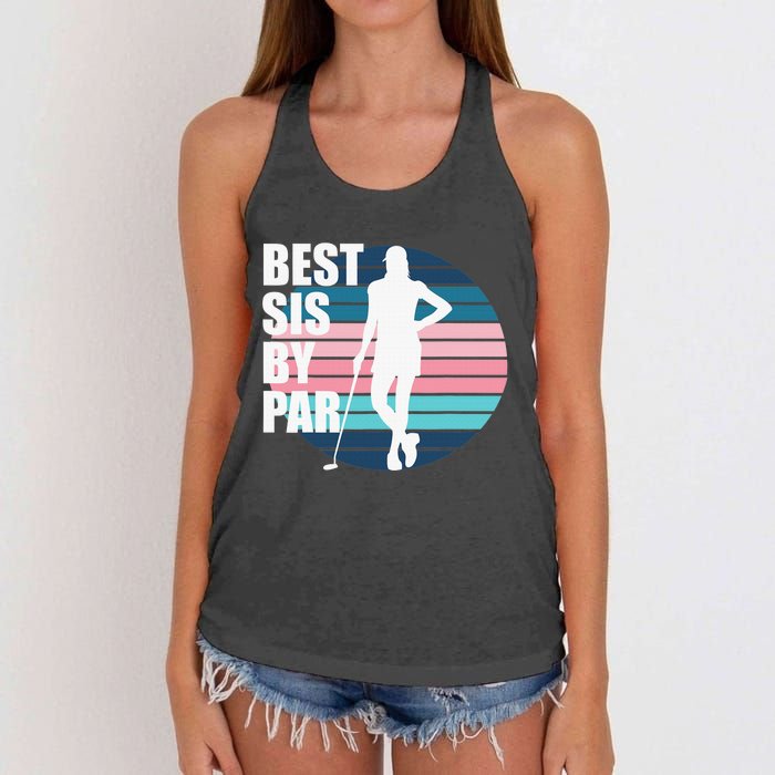 Vintage Best sis by par Funny golf birthday Women's Knotted Racerback Tank