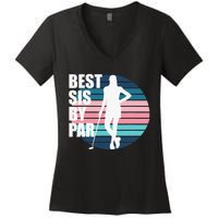 Vintage Best sis by par Funny golf birthday Women's V-Neck T-Shirt