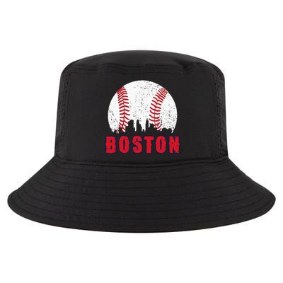 Vintage Boston Skyline Baseball Throwback For Red Game Day Cool Comfort Performance Bucket Hat