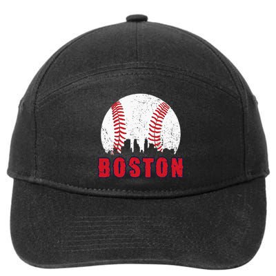 Vintage Boston Skyline Baseball Throwback For Red Game Day 7-Panel Snapback Hat