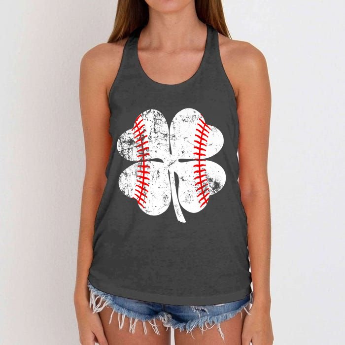 Vintage Baseball St. Patrick's Day Shamrock Irish Costume Premium Women's Knotted Racerback Tank