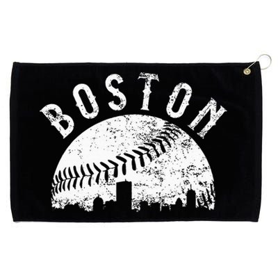 Vintage Boston Skyline Baseball Throwback For Red Game Day Grommeted Golf Towel