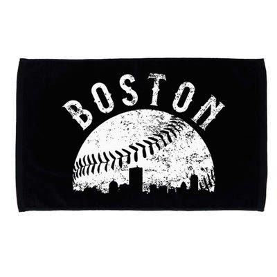 Vintage Boston Skyline Baseball Throwback For Red Game Day Microfiber Hand Towel