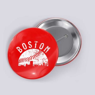 Vintage Boston Skyline Baseball Throwback For Red Game Day Button