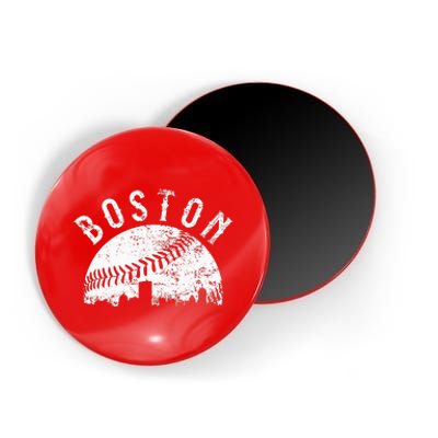 Vintage Boston Skyline Baseball Throwback For Red Game Day Magnet