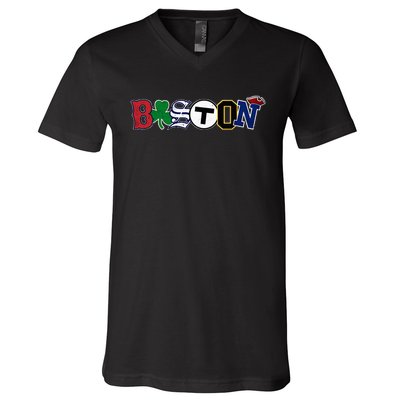 Vintage Boston Sports Fan City Pride V-Neck T-Shirt