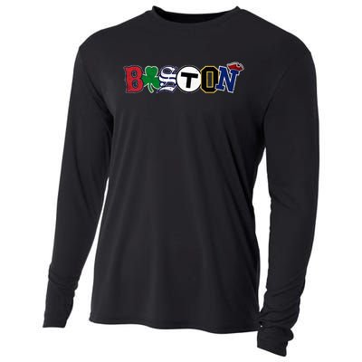 Vintage Boston Sports Fan City Pride Cooling Performance Long Sleeve Crew