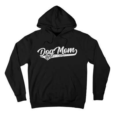 Vintage Baseball Style Retro Distressed Dog Mom Hoodie