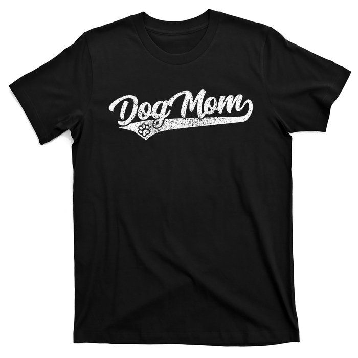 Vintage Baseball Style Retro Distressed Dog Mom T-Shirt