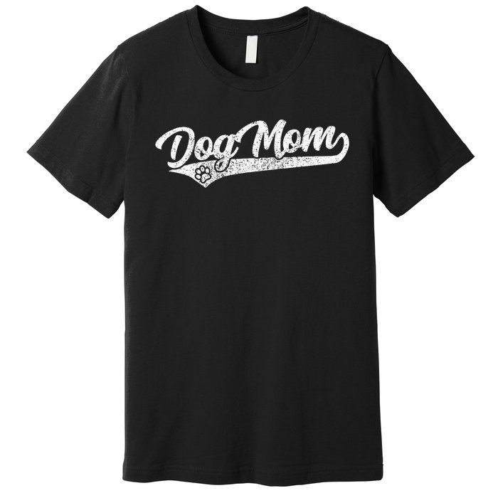 Vintage Baseball Style Retro Distressed Dog Mom Premium T-Shirt