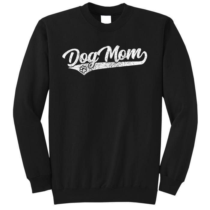 Vintage Baseball Style Retro Distressed Dog Mom Tall Sweatshirt