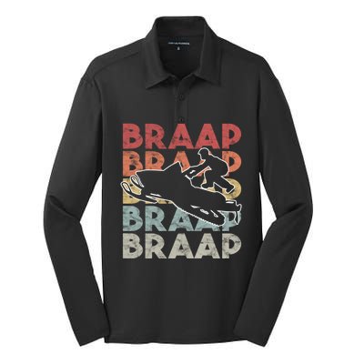 Vintage Braap Snowmobile Gift I Retro Snow Sled Gift Idea Meaningful Gift Silk Touch Performance Long Sleeve Polo