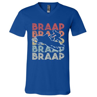 Vintage Braap Snowmobile Gift I Retro Snow Sled Gift Idea Meaningful Gift V-Neck T-Shirt