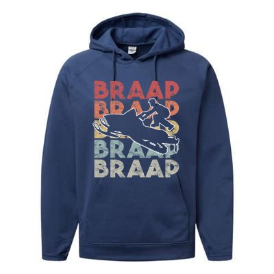 Vintage Braap Snowmobile Gift I Retro Snow Sled Gift Idea Meaningful Gift Performance Fleece Hoodie