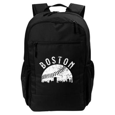 Vintage Boston Skyline Baseball Throwback For Red Backpack