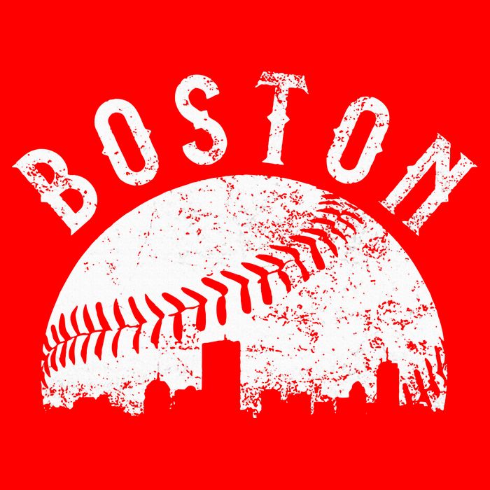 Vintage Boston Skyline Baseball Throwback For Red Hoodie