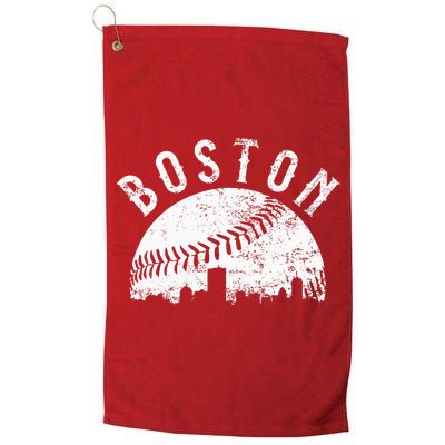 Vintage Boston Skyline Baseball Throwback For Red Golf Towel