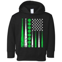 Vintage Baseball St Patricks Day American Flag Shamrock Toddler Hoodie