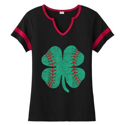 Vintage Baseball Shamrock St Patricks Day Shirt  b.o.y.s Ladies Halftime Notch Neck Tee