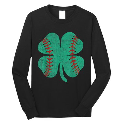 Vintage Baseball Shamrock St Patricks Day Shirt  b.o.y.s Long Sleeve Shirt