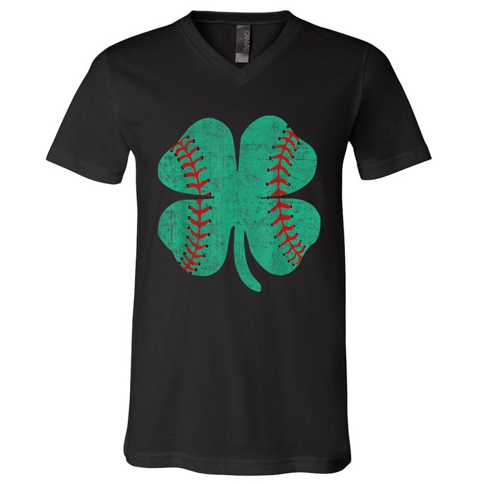 Vintage Baseball Shamrock St Patricks Day Shirt  b.o.y.s V-Neck T-Shirt