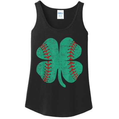 Vintage Baseball Shamrock St Patricks Day Shirt  b.o.y.s Ladies Essential Tank