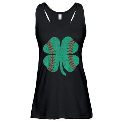 Vintage Baseball Shamrock St Patricks Day Shirt  b.o.y.s Ladies Essential Flowy Tank