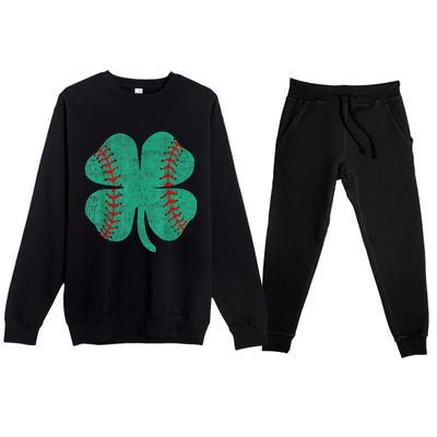 Vintage Baseball Shamrock St Patricks Day Shirt  b.o.y.s Premium Crewneck Sweatsuit Set