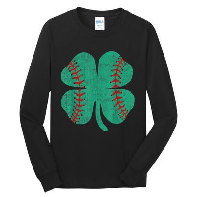 Vintage Baseball Shamrock St Patricks Day Shirt  b.o.y.s Tall Long Sleeve T-Shirt