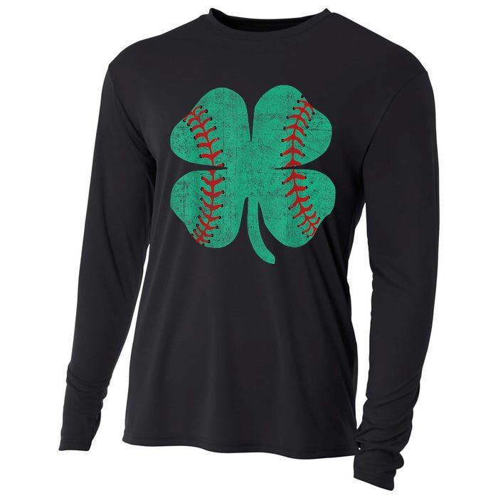 Vintage Baseball Shamrock St Patricks Day Shirt  b.o.y.s Cooling Performance Long Sleeve Crew