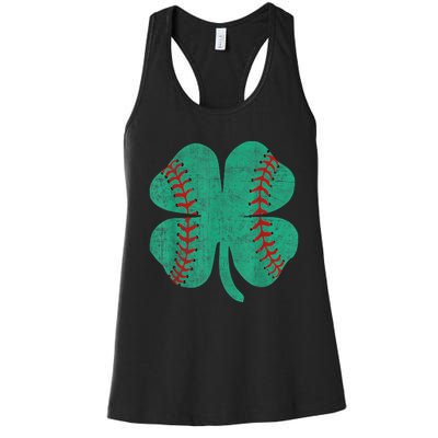 Vintage Baseball Shamrock St Patricks Day Shirt  b.o.y.s Women's Racerback Tank