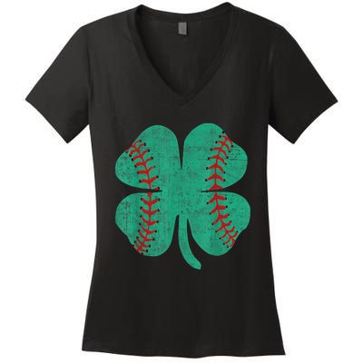 Vintage Baseball Shamrock St Patricks Day Shirt  b.o.y.s Women's V-Neck T-Shirt