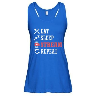 Vlogging Blog Streamer Blogger Eat Sleep Stream Repeat Cute Gift Ladies Essential Flowy Tank