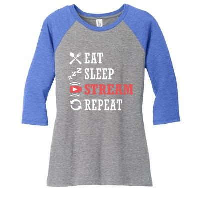 Vlogging Blog Streamer Blogger Eat Sleep Stream Repeat Cute Gift Women's Tri-Blend 3/4-Sleeve Raglan Shirt