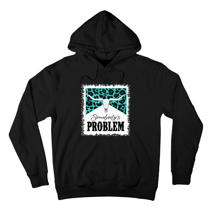 Vintage Bull Skull Leopard Bleached Somebody's Problem Hoodie