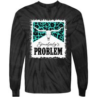 Vintage Bull Skull Leopard Bleached Somebody's Problem Tie-Dye Long Sleeve Shirt