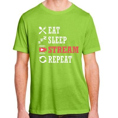 Vlogging Blog Streamer Blogger Eat Sleep Stream Repeat Cool Gift Adult ChromaSoft Performance T-Shirt