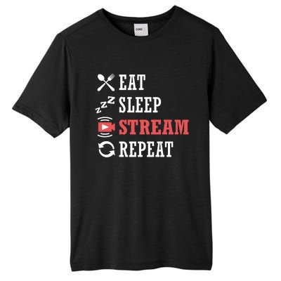 Vlogging Blog Streamer Blogger Eat Sleep Stream Repeat Cool Gift Tall Fusion ChromaSoft Performance T-Shirt